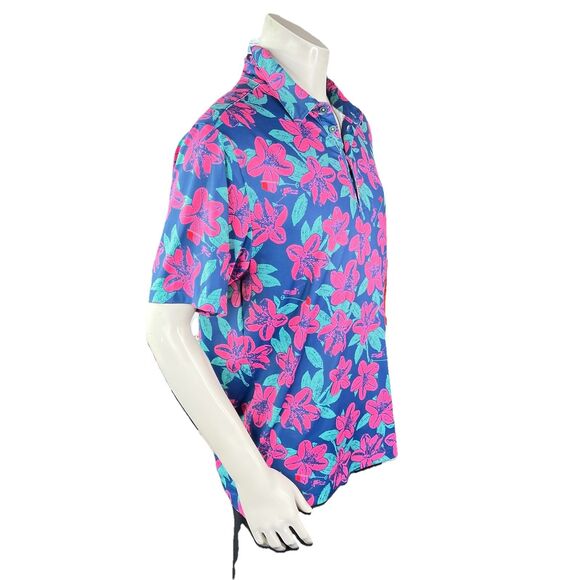 William Murray Golf Men L Floral Hibiscus Performance Stretch Polo Shirt - Picture 5 of 12